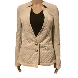 Maeva Made In Italy Women Size S Long Sleeve Button Up Beige Tan Blazer Jacket